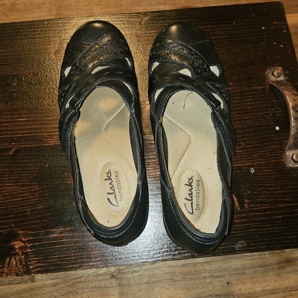 Clarks Breathable Ashland Rivers Black Slip On Leather Mary Jane Type Shoes 6M